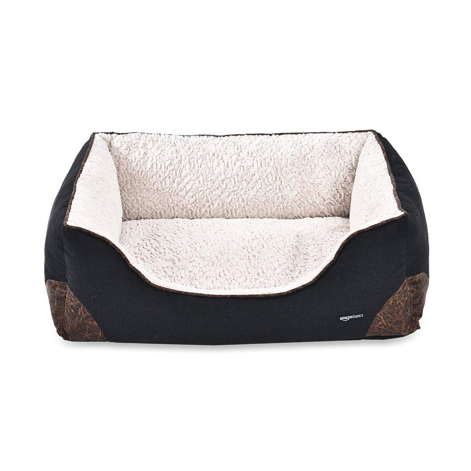 Amazon Basics Cuddler Cama para Mascotas, Suave y cómoda, Negro, Large