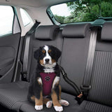 Slowton Arnés del coche del perro correa para el conector, multifuncional chaleco ajustable chaleco doble tela de malla transpirable con cinturón de seguridad del vehículo para el vehículo para perros viajes Walking Trip (Large, Burgundy)