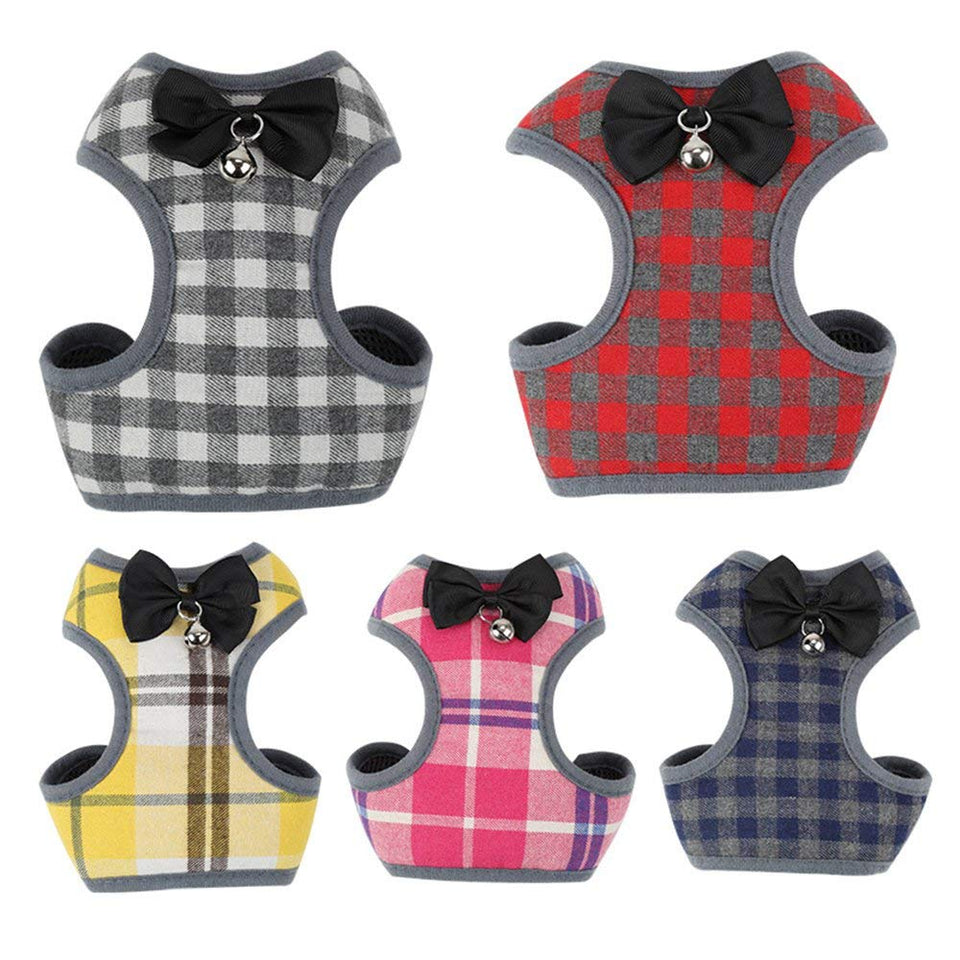 HuldaqueenMX Juego de arnés y Correa para Perros pequeños Arnés para Chaleco para Mascotas con Malla Bowknot Acolchado para Cachorros pequeños Perros Yorkshire Pug