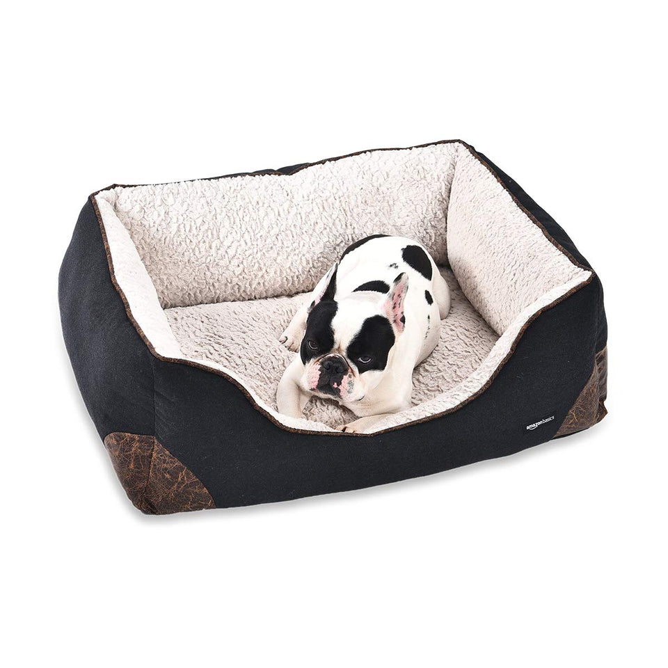 Amazon Basics Cuddler Cama para Mascotas, Suave y cómoda, Negro, Large
