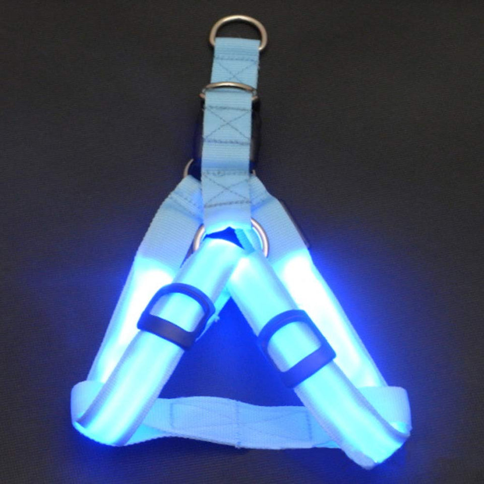 Festnight Arnés para perro con luz LED sin tirones ajustable al aire última intervensión para mascotas correa de pecho luminosa para perros de fácil control para perros pequeños, medianos y grandes mejores suministros para mascotas, Azul, Mediano