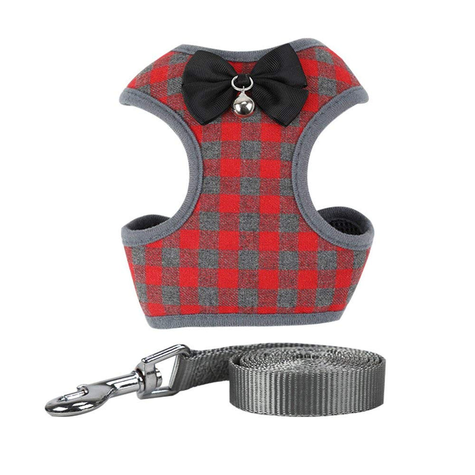 HuldaqueenMX Juego de arnés y Correa para Perros pequeños Arnés para Chaleco para Mascotas con Malla Bowknot Acolchado para Cachorros pequeños Perros Yorkshire Pug