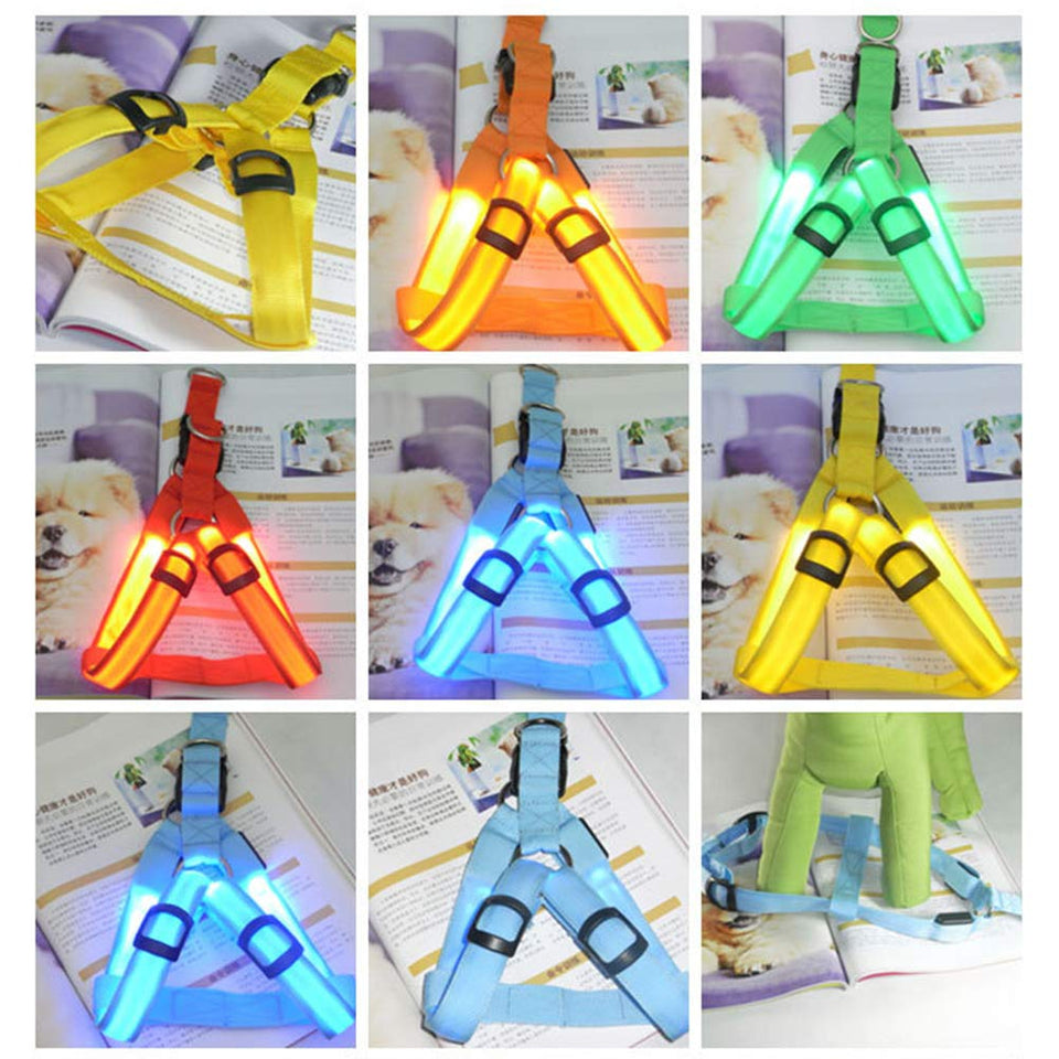 Festnight Arnés para perro con luz LED sin tirones ajustable al aire última intervensión para mascotas correa de pecho luminosa para perros de fácil control para perros pequeños, medianos y grandes mejores suministros para mascotas, Azul, Mediano