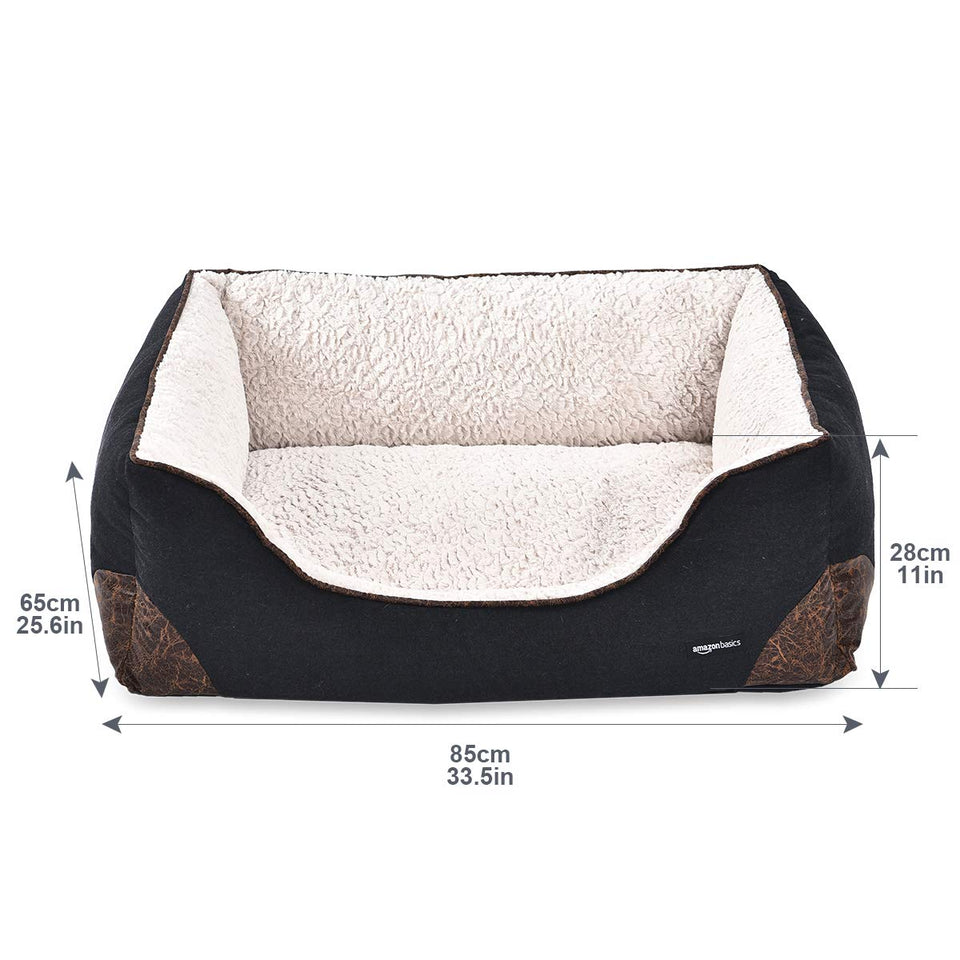 Amazon Basics Cuddler Cama para Mascotas, Suave y cómoda, Negro, Large