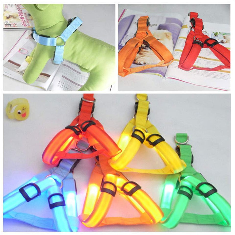 Festnight Arnés para perro con luz LED sin tirones ajustable al aire última intervensión para mascotas correa de pecho luminosa para perros de fácil control para perros pequeños, medianos y grandes mejores suministros para mascotas, Azul, Mediano