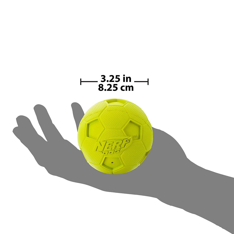 Nerf Pelota de fútbol para Perro, Fútbol, Green/Blue (2 Pack), Mediano