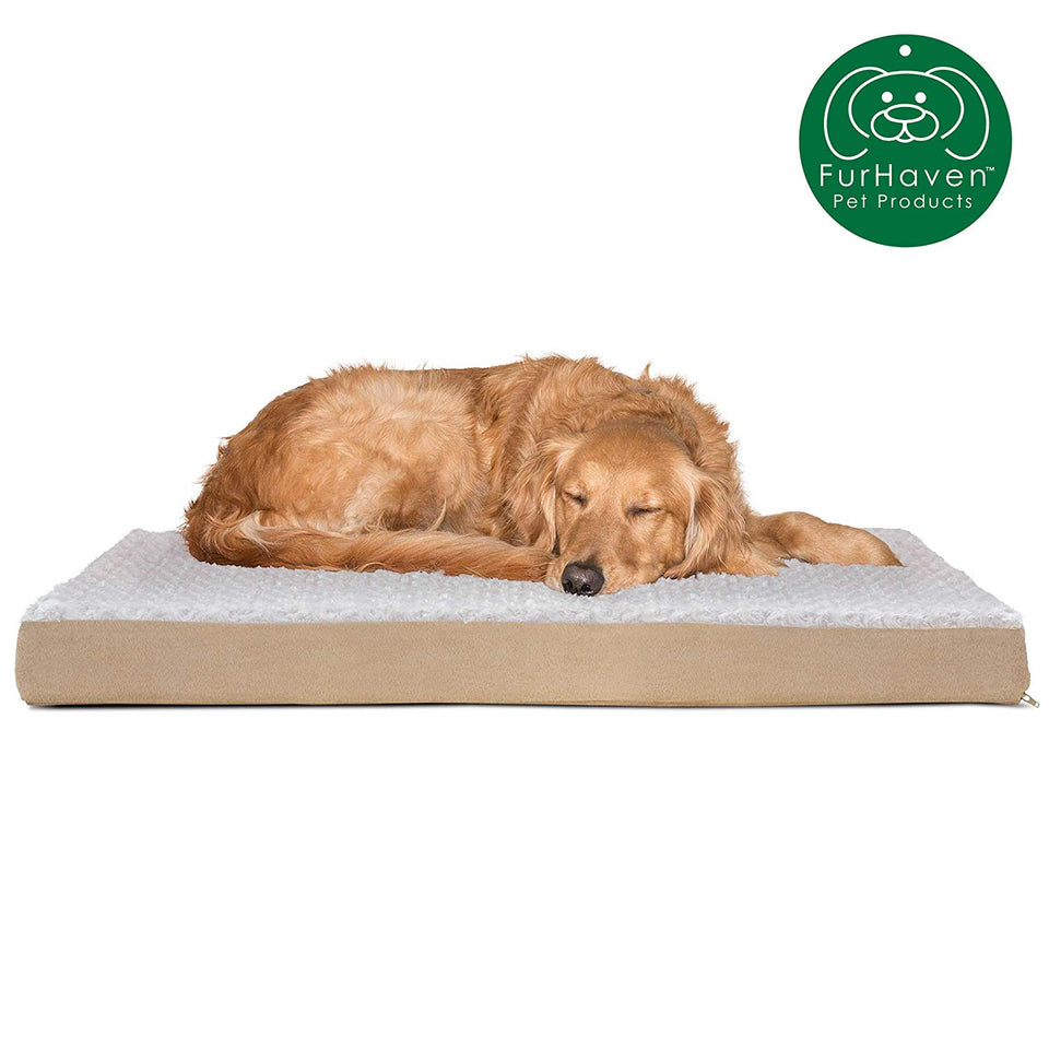 FurHaven NAP Pet Bed Egg-Crate Orthopedic Pet Mattress Deluxe Dog or Cat Bed, Water-Resistant Base