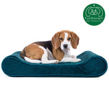 Furhaven Pet Dog Bed | Orthopedic Minky Plush & Velvet Luxe Lounger Pet Bed for Dogs & Cats, Spruce Blue, Jumbo