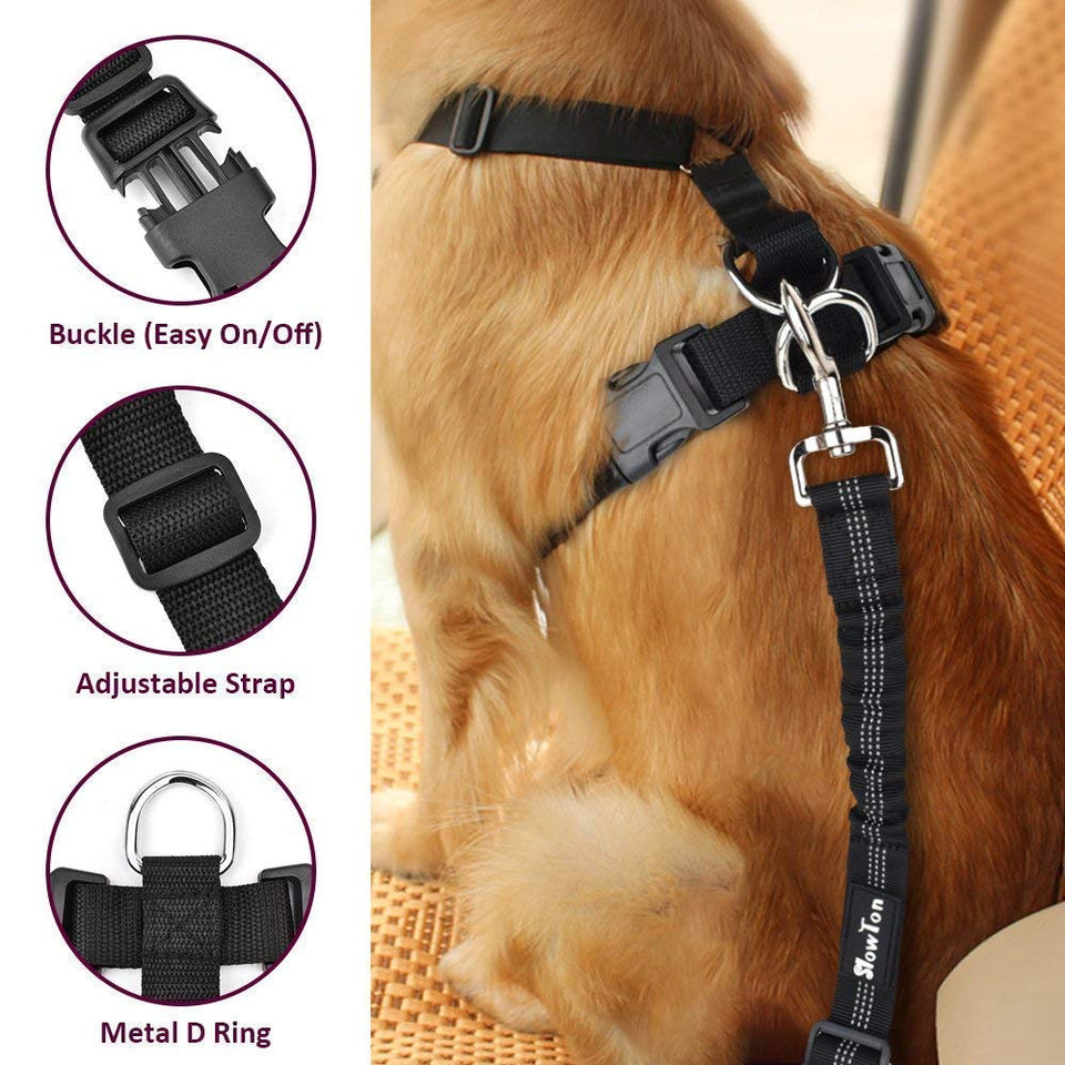 Slowton Arnés del coche del perro correa para el conector, multifuncional chaleco ajustable chaleco doble tela de malla transpirable con cinturón de seguridad del vehículo para el vehículo para perros viajes Walking Trip (Large, Burgundy)