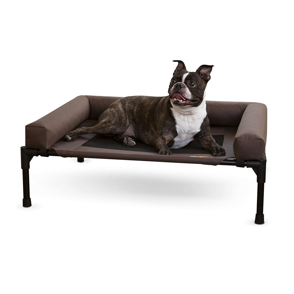 K&H PET PRODUCTS Cuna elevada para Mascotas con Refuerzos extraíbles, Chocolate/Mesh, Medium (25" x 32" x 7")