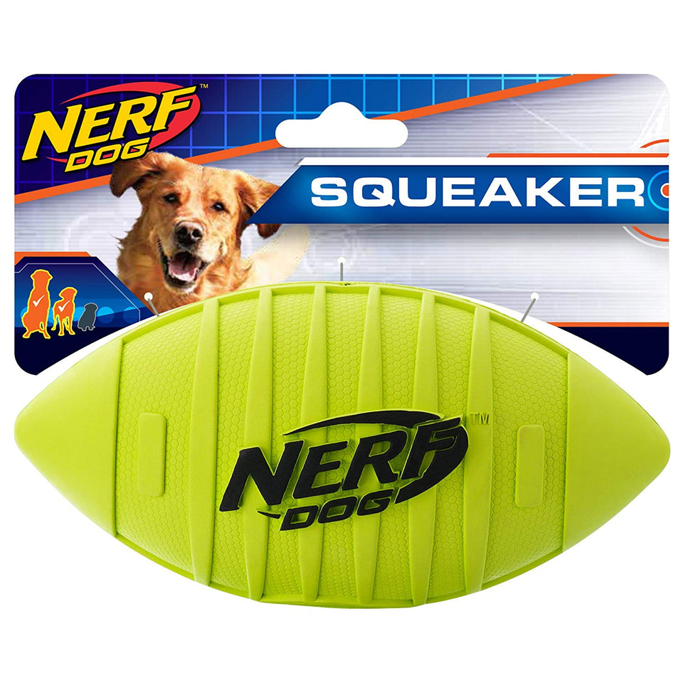 Nerf Juguete de Goma para Perro Dog Squeak, Sencillo, Verde, Large