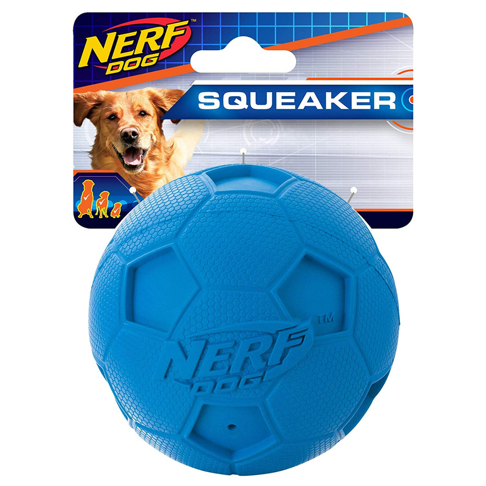 Nerf Pelota de fútbol para Perro, Fútbol, Green/Blue (2 Pack), Mediano